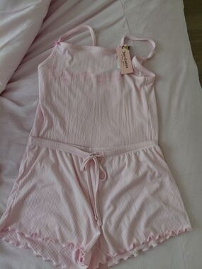 Juicy Couture Women's Pink Ribbed Cami & Short Sleep Set